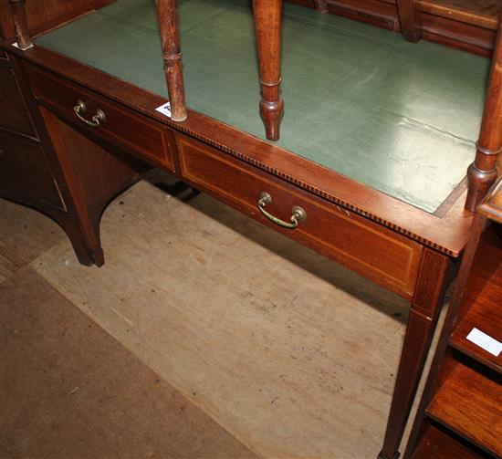 Edwardian inlaid mahogany two drawer writing table(-)